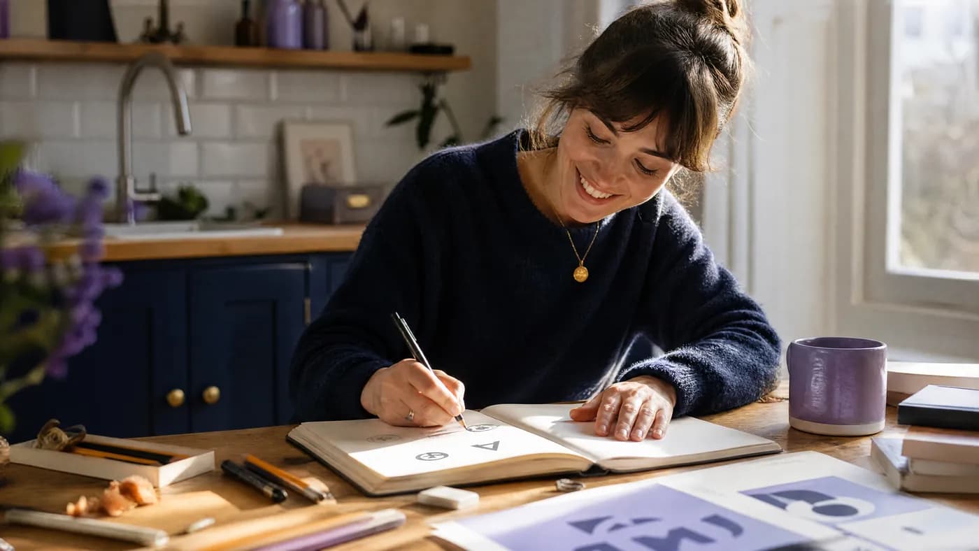 Calligraphe traçant une lettre à l’encre